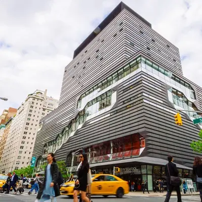 A view of the University Center from across Fifth Avenue.