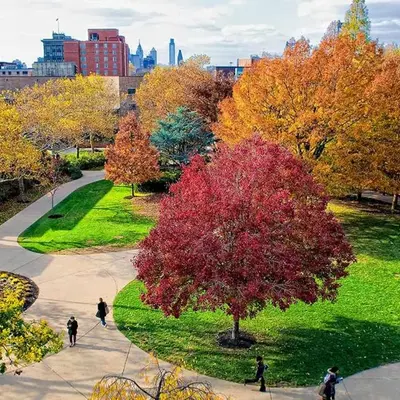 Campus der Rutgers University-Camden im Herbst