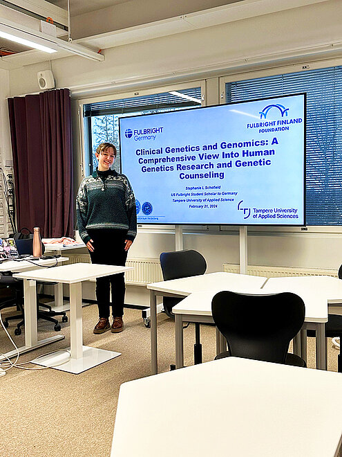 Presenting about genetics at Tampere University of Applied Sciences (TAMK)